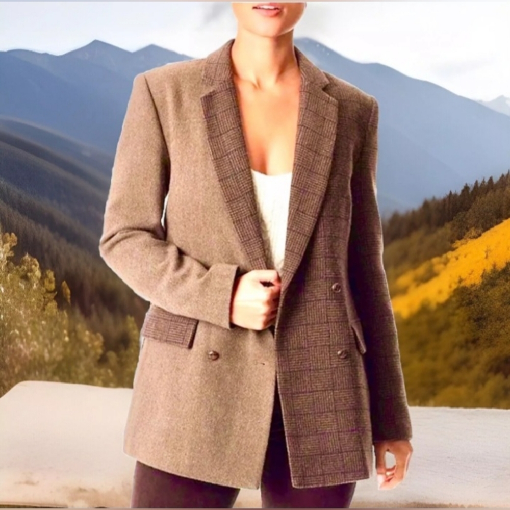 Sam Edelman Women's Braellynn Chocolate Chip Menitta Plaid Blazer Size Small NWT